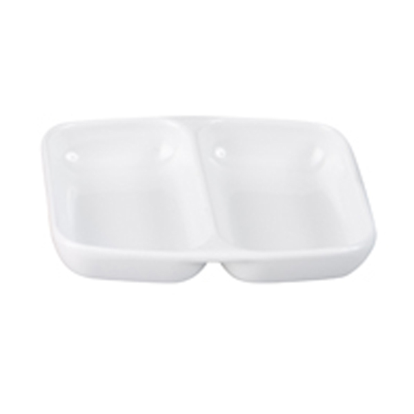 Double Divided Sauce Dish White Melamine Ryner Melamine