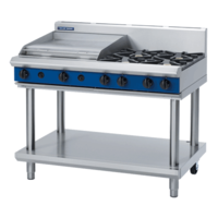 Blue Seal G518B-LS Gas 4 Hobs And 600mm Grill Plate On Leg Stand - 1200mm Wide