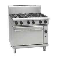 WALDORF LOW PROFILE GAS RANGE SIX OPEN BURNERS WITH GAS STATIC OVEN UNDER 900wide X 805 Deep X 972mm