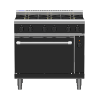 WALDORF LOW PROFILE GAS RANGE SIX OPEN BURNERS WITH ELECTRIC CONVECTION OVEN UNDER 900wide X 805 Deep X 972mm High