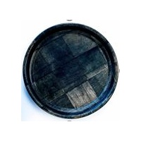 Black Woven Wood Round Tray