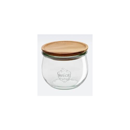 580ml Weck Tulip Glass Jar with Wooden Lid