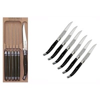Black Steak Knife 6 Piece set, Andre Verdier Laguiole