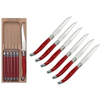 Red Steak Knife 6 Piece set, Andre Verdier Laguiole