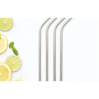 Bent Drinking S/S Reusable Straw (4 pack incl brush)