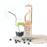 Stainless Steel Reusable Drinking Straw, bag and cleaning brush, To Go Pack