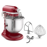 Commercial KitchenAid Mixer With 7.6 Litre Stainless Steel Bowl, Empire Red with safety guard