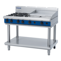 Blue Seal G518B-LS Gas 4 Hobs And 600mm Grill Plate On Leg Stand - 1200mm Wide