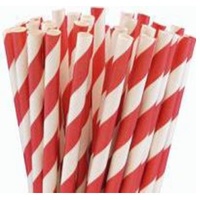 Straight Paper Straw Red/White Stripe (Pkt 250) Green Bean