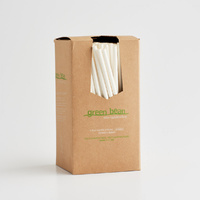Cocktail Paper Straw White (Pkt 250) Green Bean