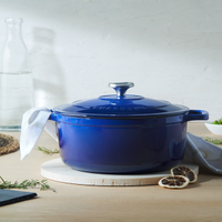 270mm Cast Iron Oval French Oven Sky Blue