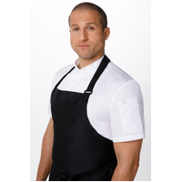 Apron Bib Extra Large Black No Pocket 
