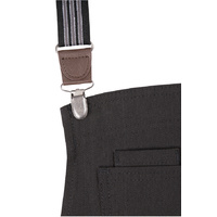 Berkeley Bib Apron Jet/Black Cotton with Cross Over Back Suspenders