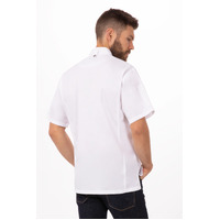 Springfield Men's Chefs Jacket White, 2XL, Lightweight Short Sleeve with Zipper