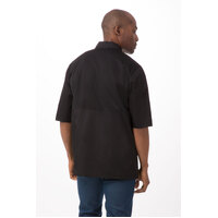 Montreal Black Chefs Jacket Short Sleeved with Cloth Buttons