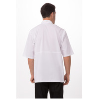 Montreal White Chefs Jacket Short Sleeved with Cloth Buttons