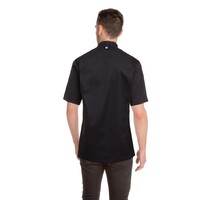 Cannes Black Chefs Jacket Short Sleeved with Metal Snaps