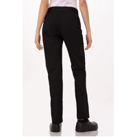Slim Black Chefs Pants with Elastic Waistband