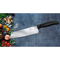 170mm Santoku Knife Fluted Edge Fibrox Black - Victorinox