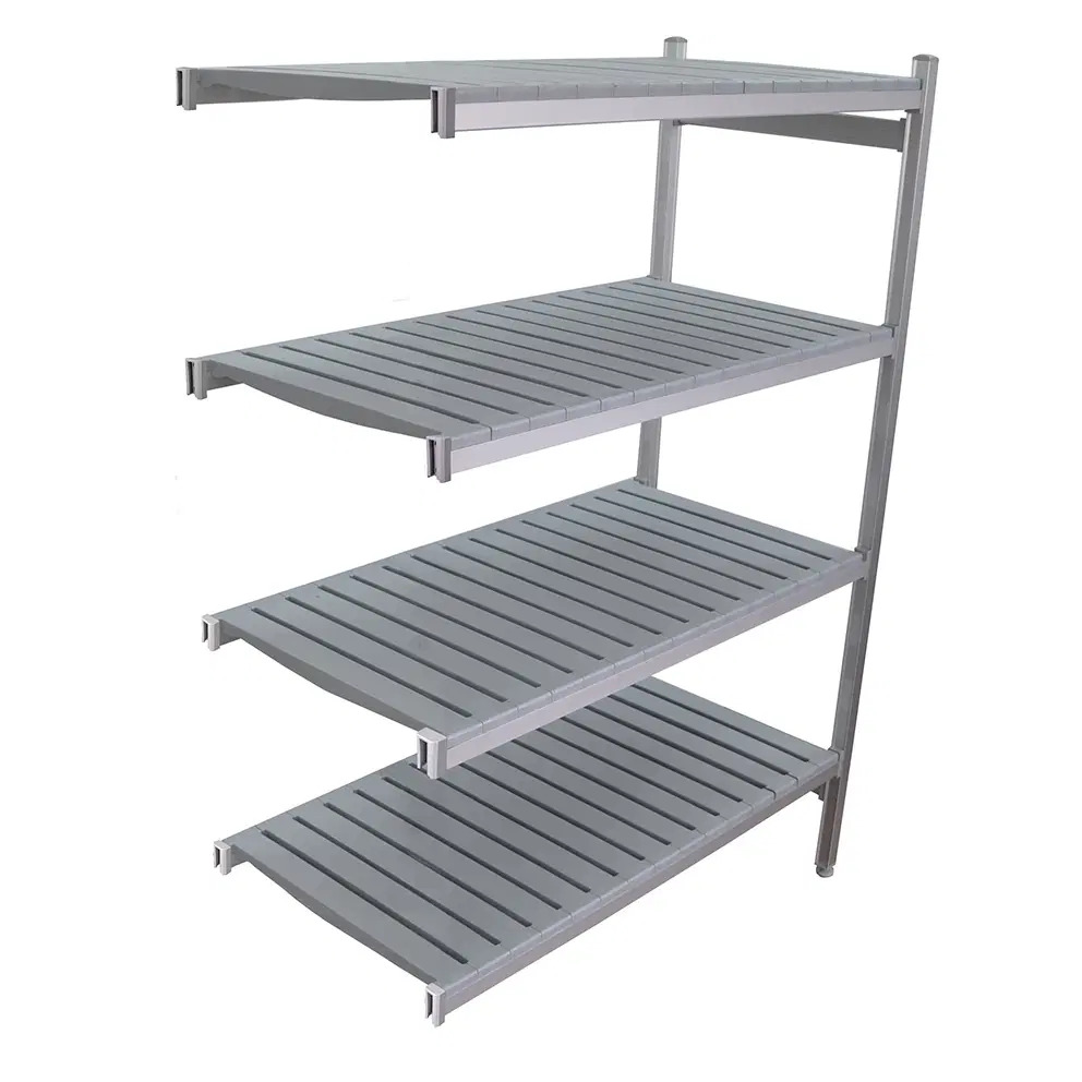 450D Add on 4 Tier Aluminium Shelving Unit with Plastic Food Grade Inserts