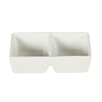 Double Square Deep Dipping Dish - White