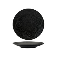 205mm Round Plate Black Swirl