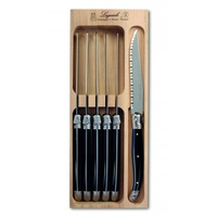 Black Steak Knife 6 Piece set, Andre Verdier Laguiole