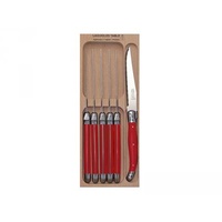 Red Steak Knife 6 Piece set, Andre Verdier Laguiole