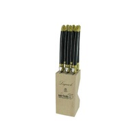 Brass Bolsters Steak Knife Block 6 Piece, Andre Verdier Laguiole