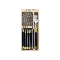 Brass Bolsters Fork 6 Piece set, Andre Verdier Laguiole