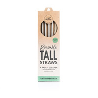 Tall S/S Reusable Straw (4 pack incl brush)