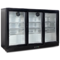 Three Door Underbench Chiller, Black, Sliding doors