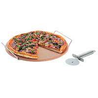 Pizza Stone set with rack and Pizza Cutter 330mm