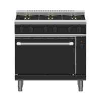 WALDORF LOW PROFILE GAS RANGE SIX OPEN BURNERS WITH ELECTRIC CONVECTION OVEN UNDER 900wide X 805 Deep X 972mm High