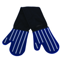 Double Oven Mitt/Glove Blue Silicone Fabric