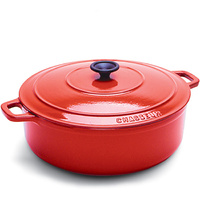 240mm Cast Iron Round French Oven (3.8Ltr) Red- Chasseur