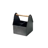 Utensil Caddy 3 Compartment Black Wood Handle - 