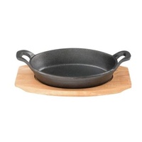 155x100mm Oval Cast Iron Baker with wooden tray - Pyrolux
