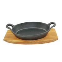 217x150mm Oval Cast Iron Baker with wooden tray - Pyrolux