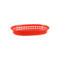Oval Red Plastic Basket , Large 270x180mm