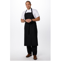 Apron Bib Extra Large Black No Pocket 