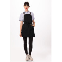 Berkeley Petite Bib Apron Jet/Black Cotton with Cross Over Back Suspenders Black/Grey (XNS02-BGY) included