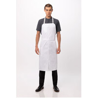 White Brio Chefs Bib Apron with Pocket