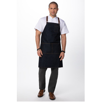 Memphis Cross Over Back Bib Apron Indigo/Blue
