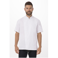 Springfield Men's Chefs Jacket White, Medium, Lightweight  Short sleeve  with Zipper