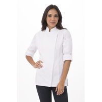 Hartford White Chef Jacket Long Sleeve with Zipper