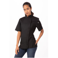 Springfield Womens Extra Large Lightweight Chef Works Jacket - Short Sleeved - Black with Zipper - BCWSZ006-BLK