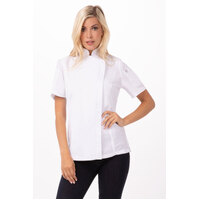 Springfield Womens Small Lightweight Chef Works Jacket Short sleeve White with Zipper - BCWSZ006-WHT
