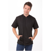 Bristol Black Chefs Jacket, Short Hidden Metal Snaps, Men's