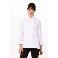 Marrakesh Executive Women's White Long Sleeve Jacket with Concealed snap button (Size) Chef Works